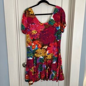 Jam’s World Hattie Scoop Neck Vibrant Floral Dress Size Large